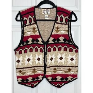 Heirloom Collectibles VINTAGE‎ 1994 Sweater Vest Cardigan Large Brown Red